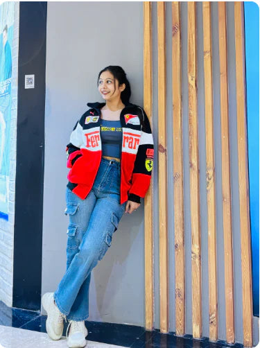 Tri-Colour Ferrari F1 Vintage Racer Jacket | Classic Racing Style l Unisex